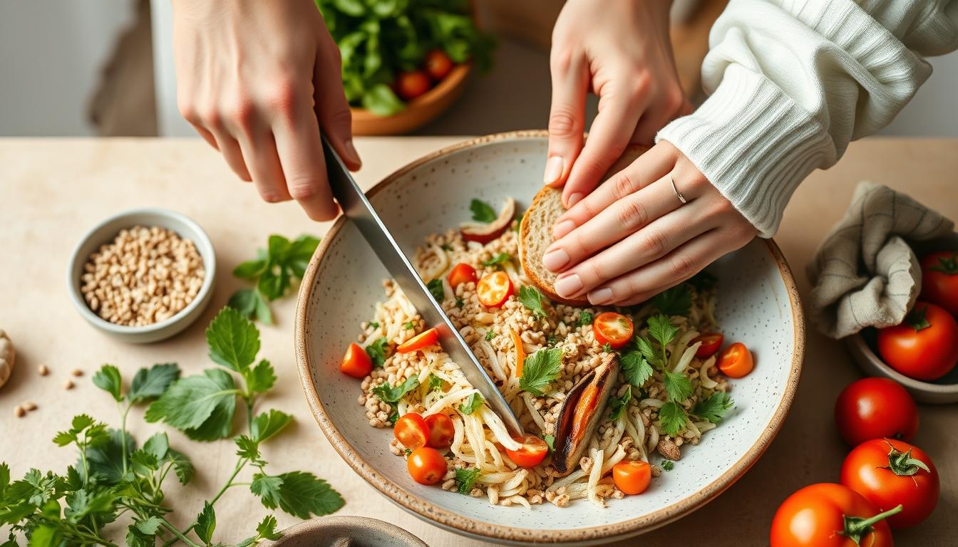 Ingredients prepared for a simple home dinner